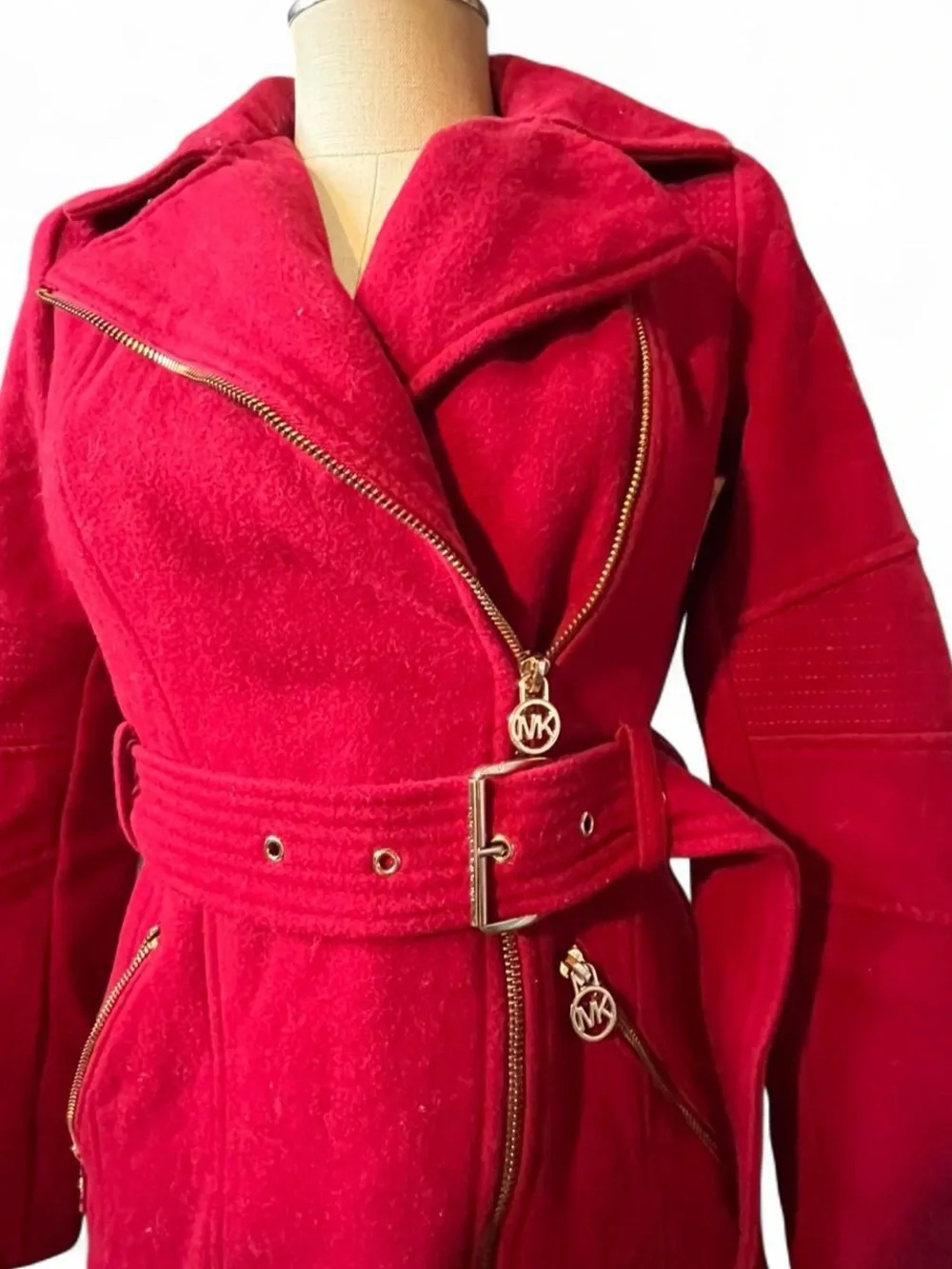 Michael Kors Hot Pink Suede Belted Trench Coat
